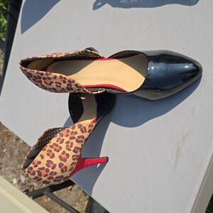 3in. Red Black Leopard Print Heels